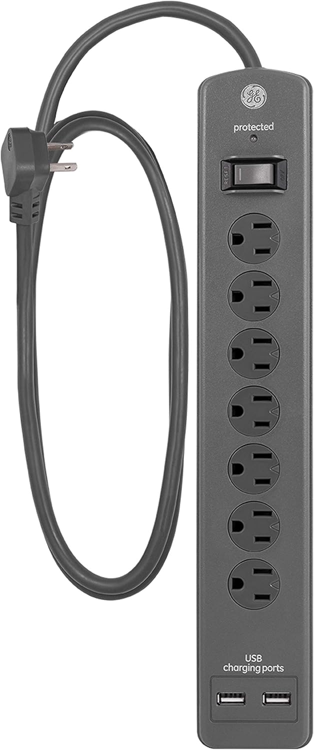 7 Outlet Surge Protector Power Strip with 2 USB Ports T2794