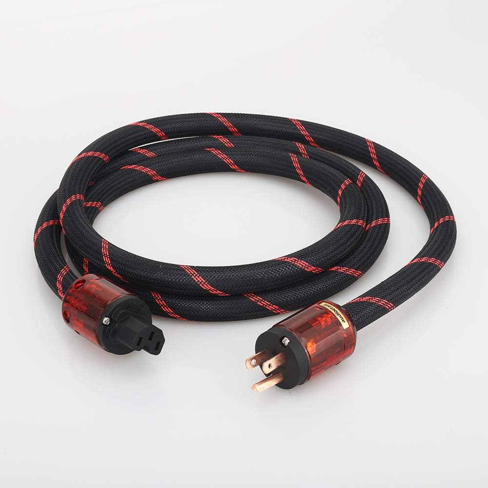 HiFi Power Cable, 125V 15A, Copper Shielding, Braided Sleeve, 6.6FT G1158