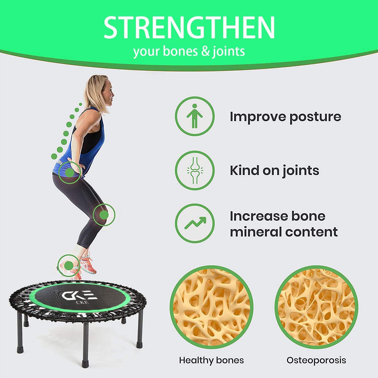 40 Inch Mini Trampoline with Safety Anti-Skid Pads (Light green) Z1376