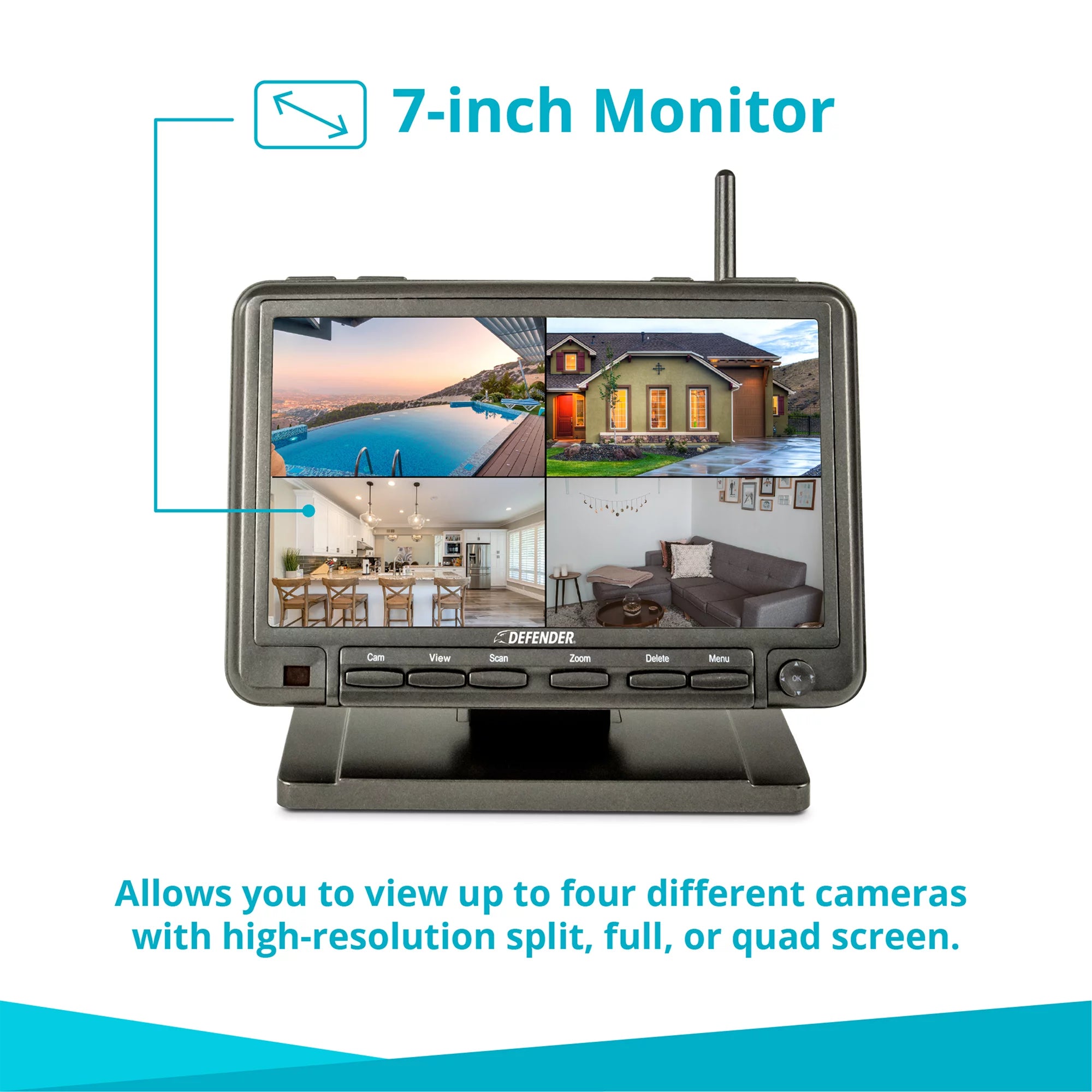 Security Camera System with 7 Display Monitor and 2 Night Vision Cameras, 32GB SD Card Recording A27109