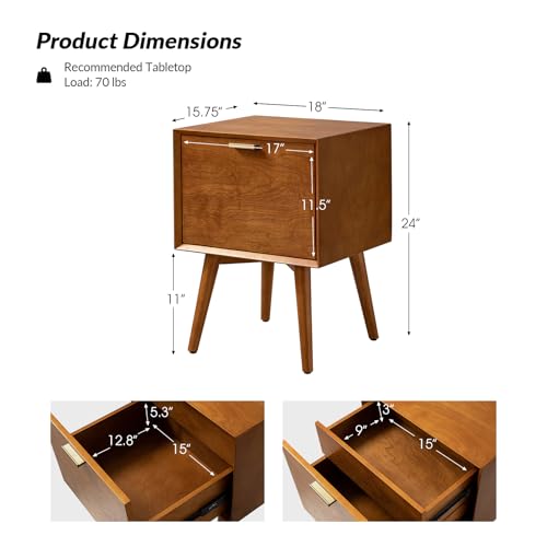 Acorn Wood Nightstand with USB Ports M1882