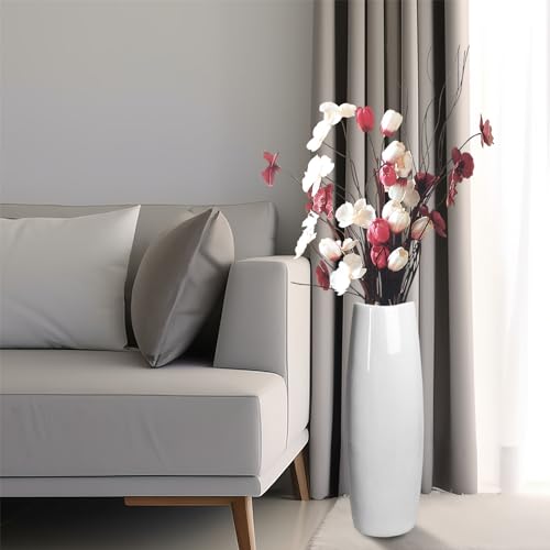 White Ceramic Tall Floor Vase 22.8 Inch T71486