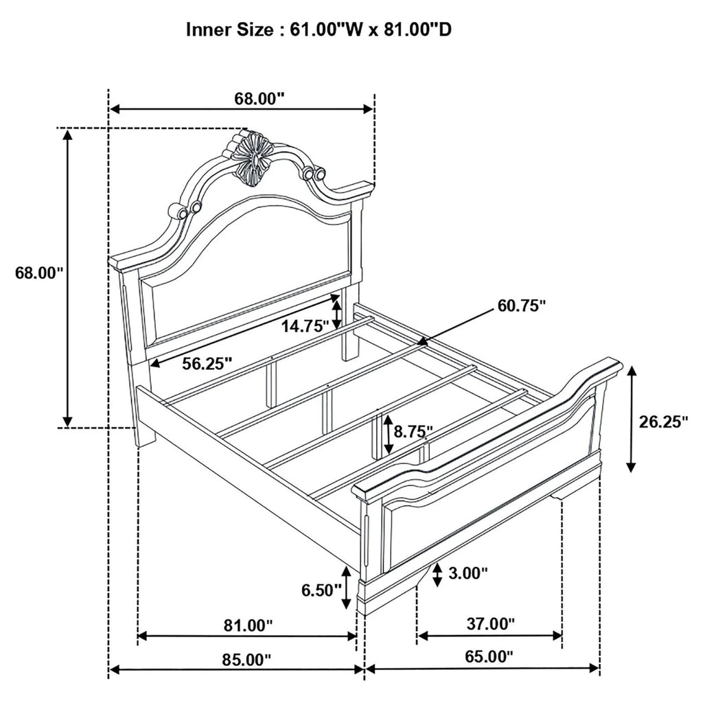 Queen Upholstered Bed in Cappuccino A7504