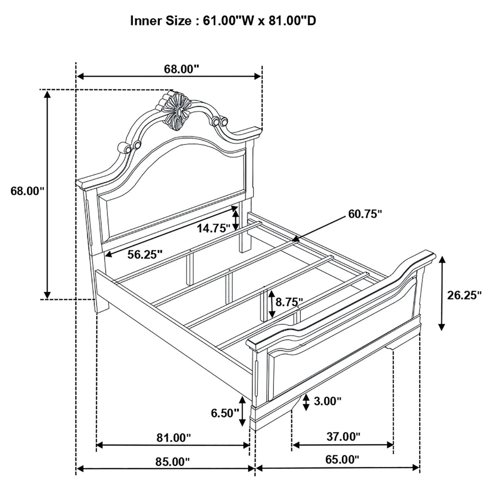 Queen Upholstered Bed in Cappuccino A7504