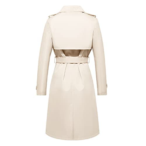 Women's Long Double Breasted Water Resistant Trench Coat with Belt S499515