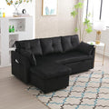 Beige Corduroy L-Shaped Sofa Bed with Storage Chaise C339