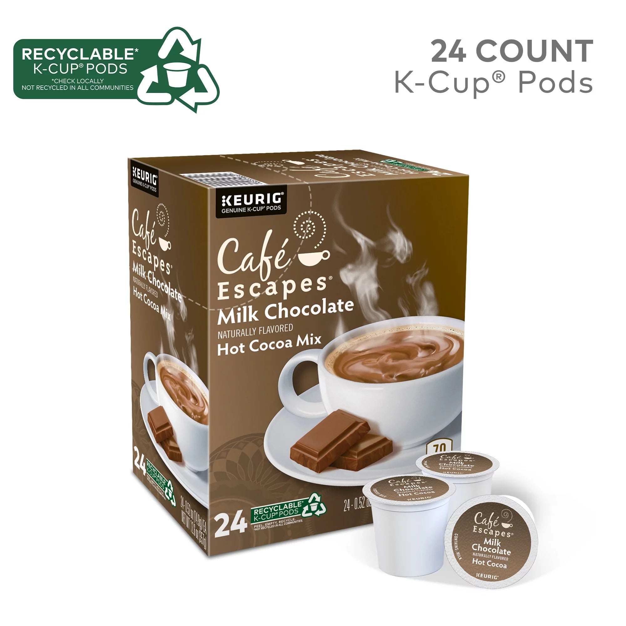 24 Count Milk Chocolate Hot Cocoa K-Cup Pods I9794