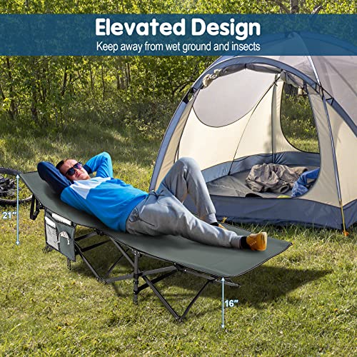 Blue Folding Camping Cot with Carry Bag H6520