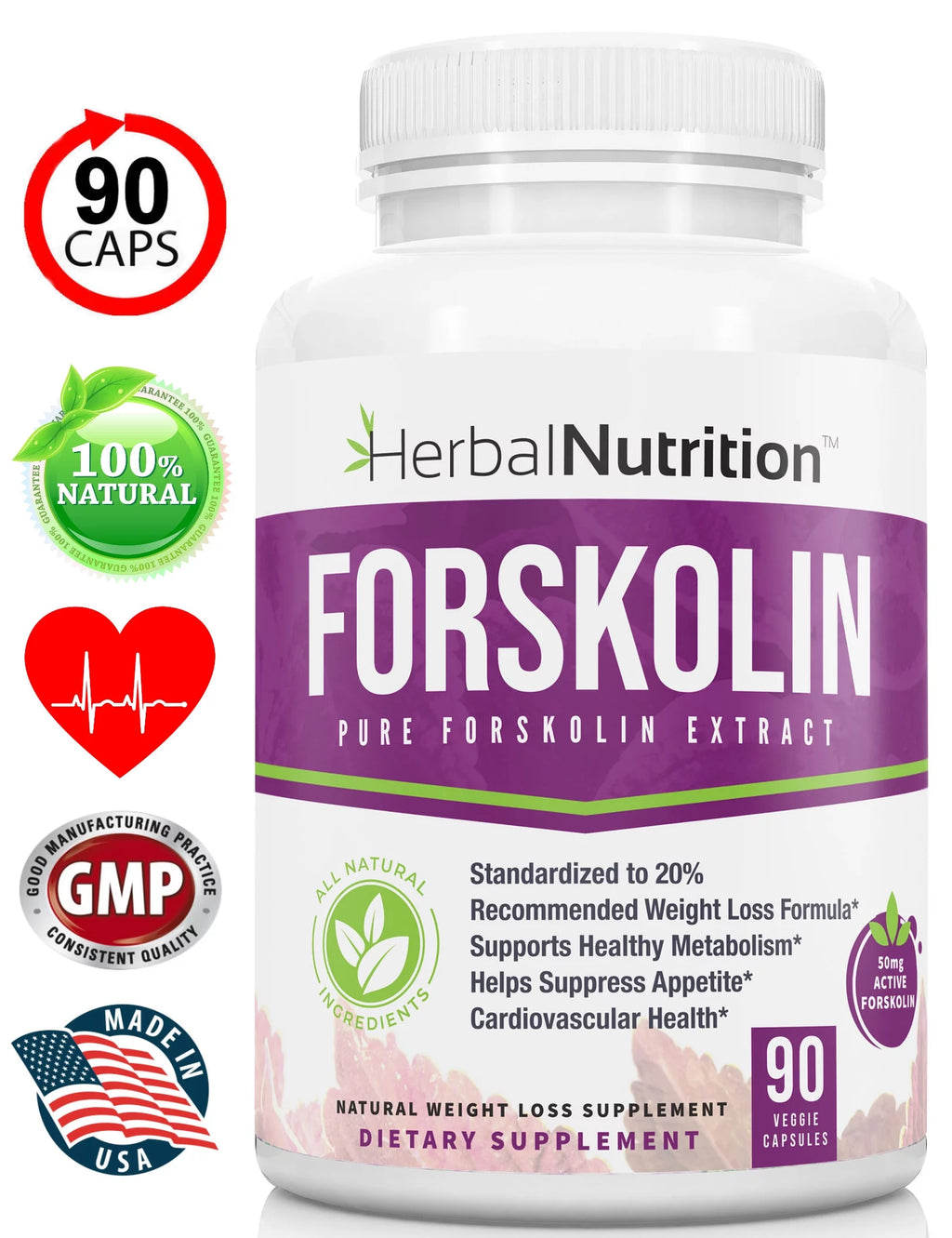 90 Capsules Forskolin Extract Supplement Y284941