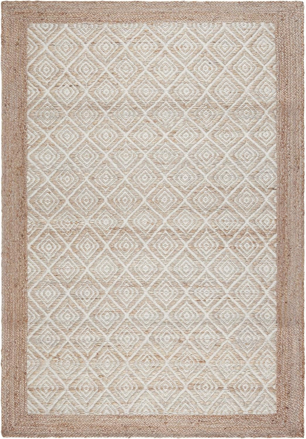 Textured Diamond Hand-Knotted Flatwoven 100% Natural Jute Area Rug, Brown, 6'x9' M469564