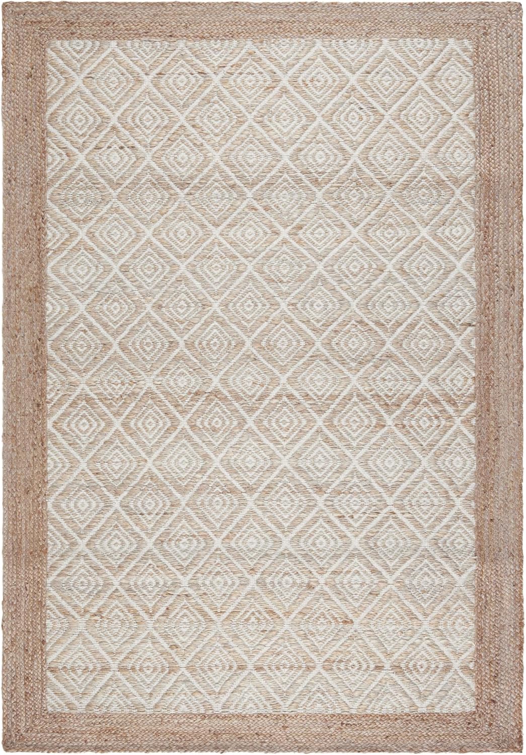 Textured Diamond Hand-Knotted Flatwoven 100% Natural Jute Area Rug, Brown, 6'x9' M469564