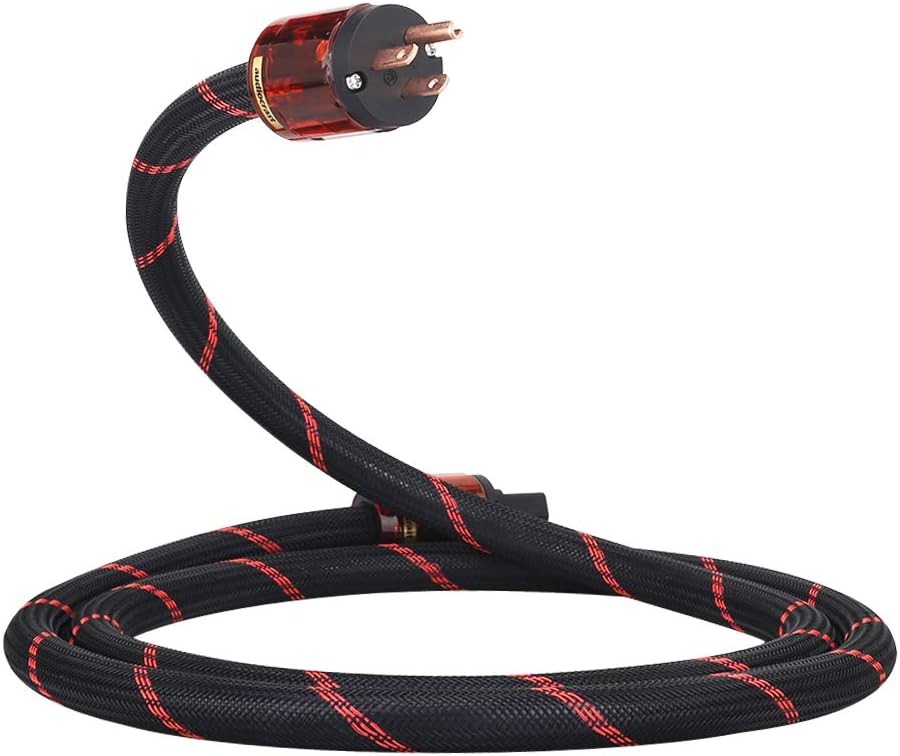 HiFi Power Cable, 125V 15A, Copper Shielding, Braided Sleeve, 6.6FT G1158