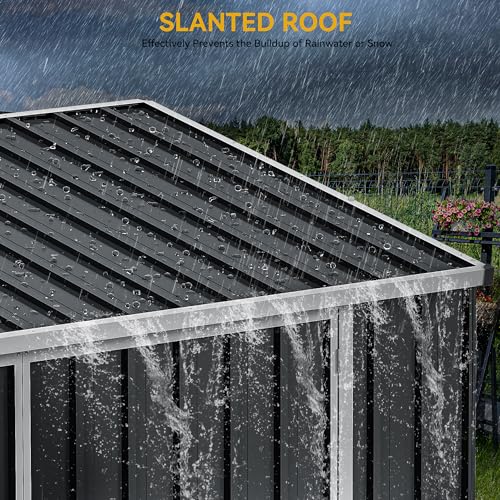 10x8 FT Outdoor Storage Shed Dark Gray Metal F44389