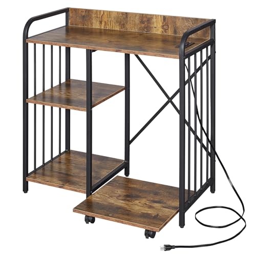 Brown 3-Tier Printer Stand with Wheels Q384642