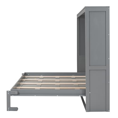 White Queen Size Wood Folding Wall Bed Q499526