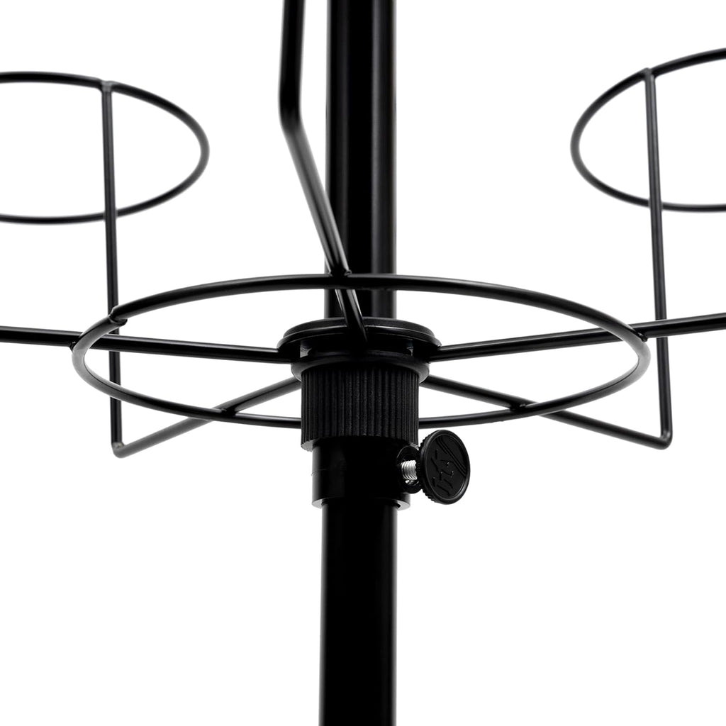 7 Tier Rotating Hat Display Stand with 4 Wheels, Adjustable Metal Hat Stand, 35 Metal Hooks, Black P438591