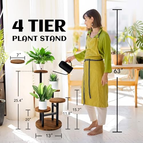 5 Tier Metal Wood Plant Stand S34975