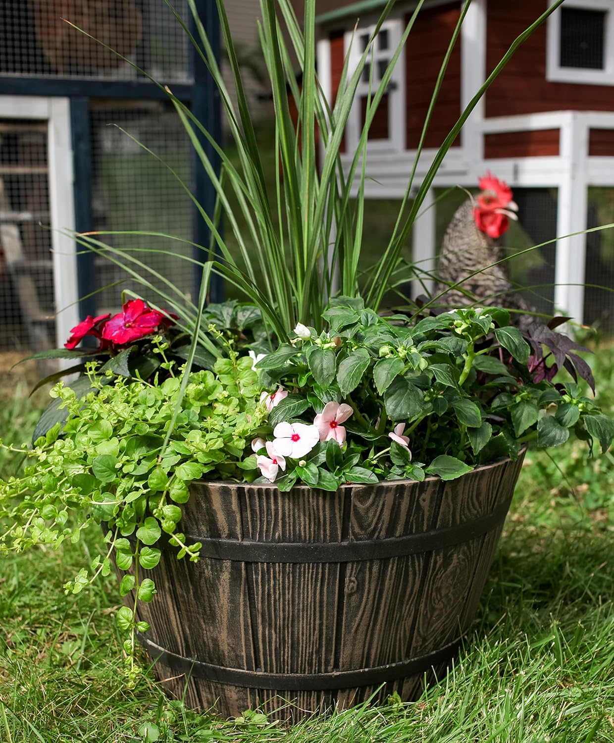 16 Inch Whiskey Barrel Planter in Aged Oak Color H363878