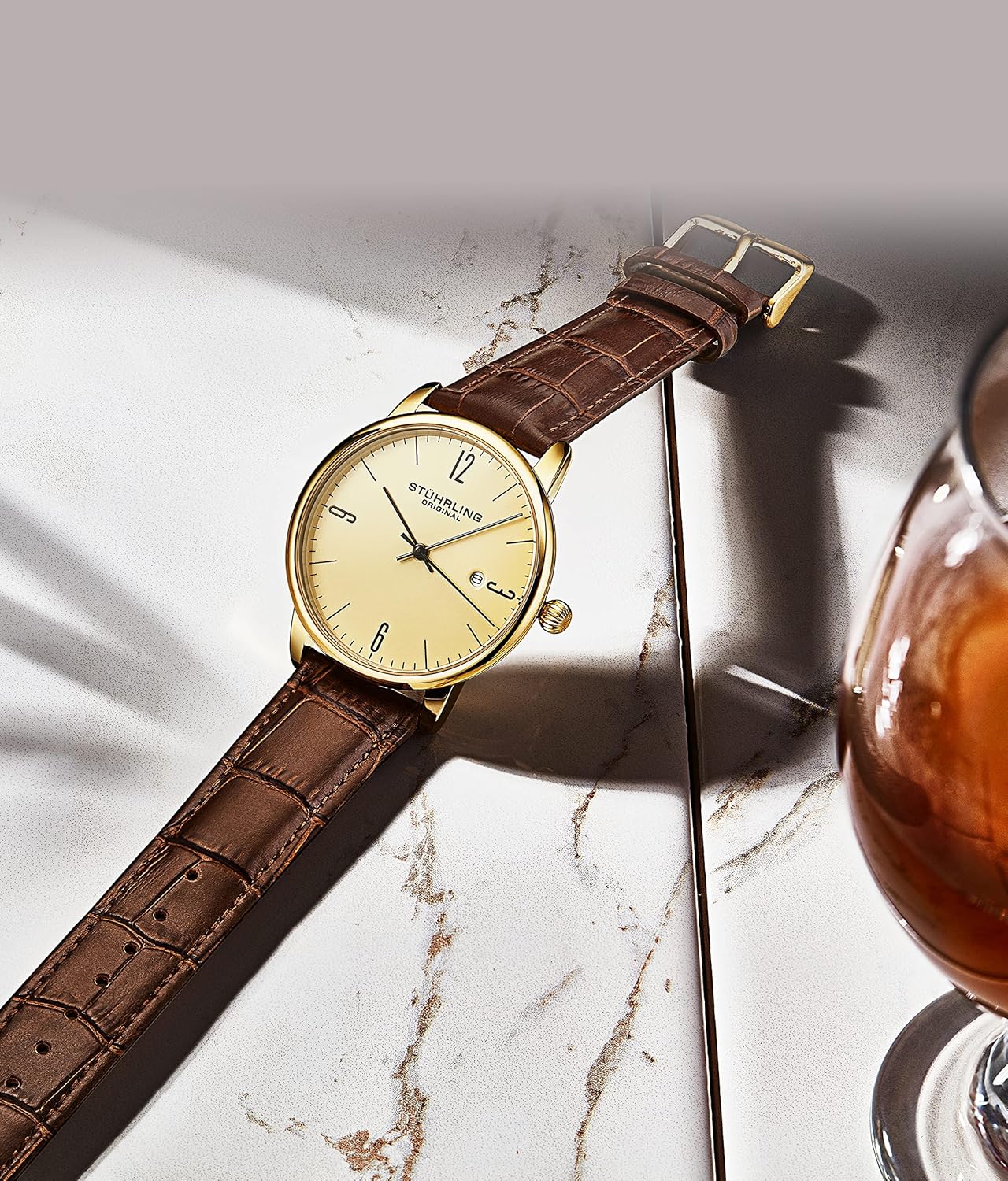 Mens Watch with Calfskin Leather Strap and Date H16079