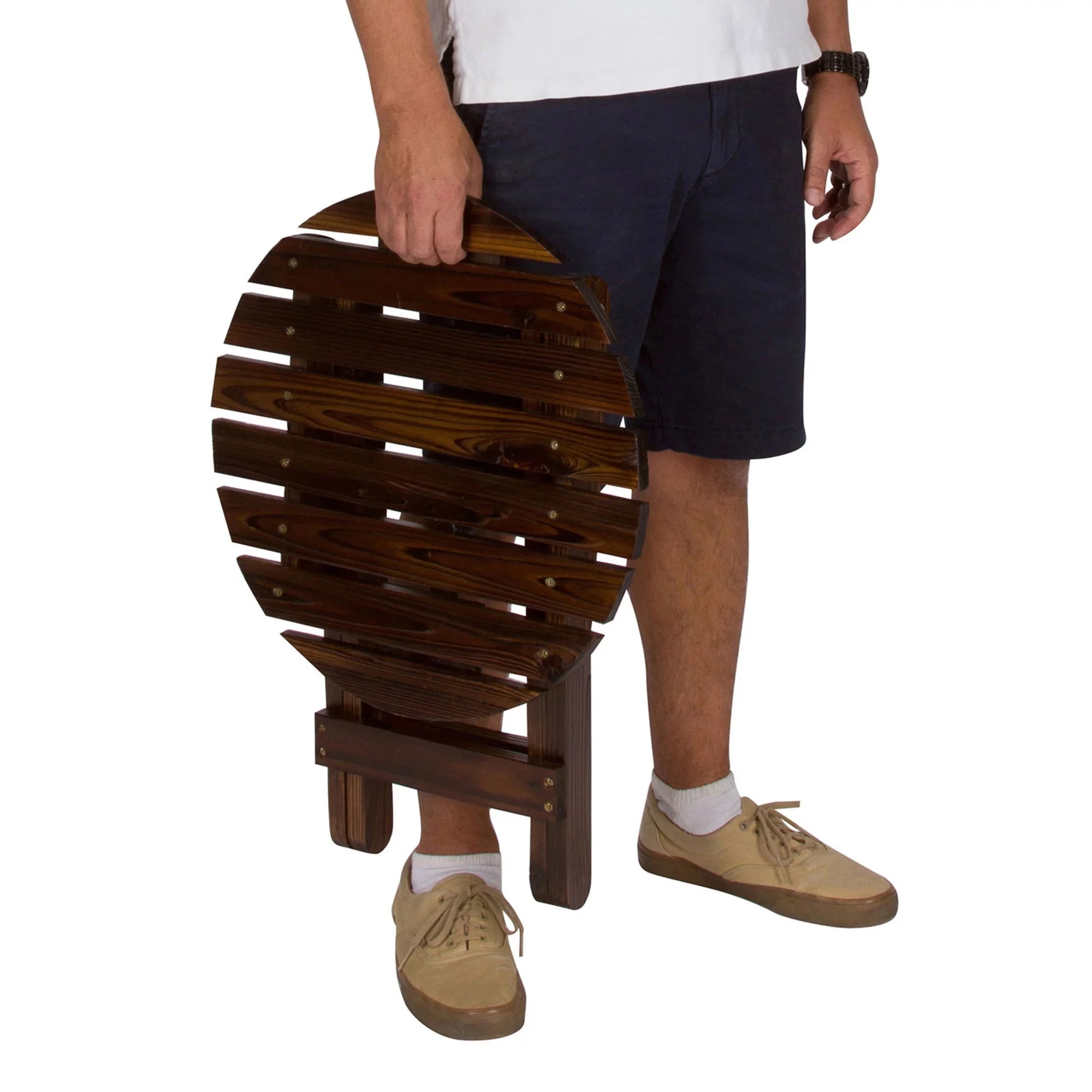 Cedar Wood Round Folding Side Table D15775