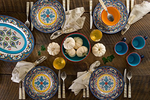 16 Piece Dinnerware Set, Service for 4, Multicolor Z158888