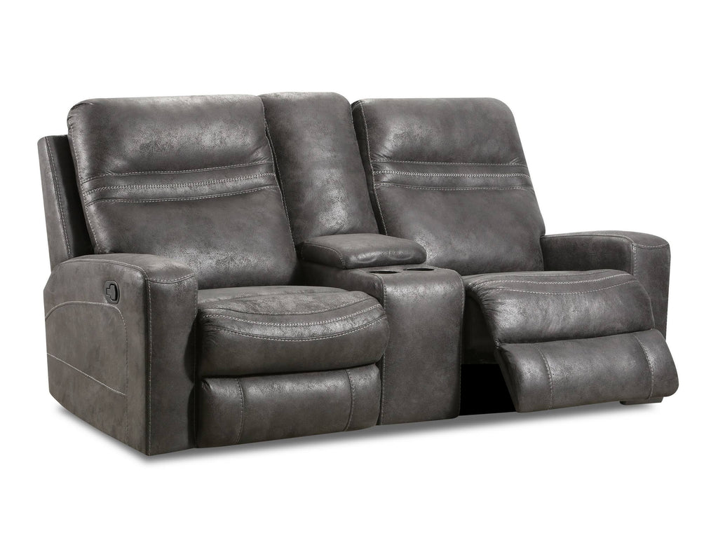 Charcoal Reclining Console Loveseat with Polyester Material E24314