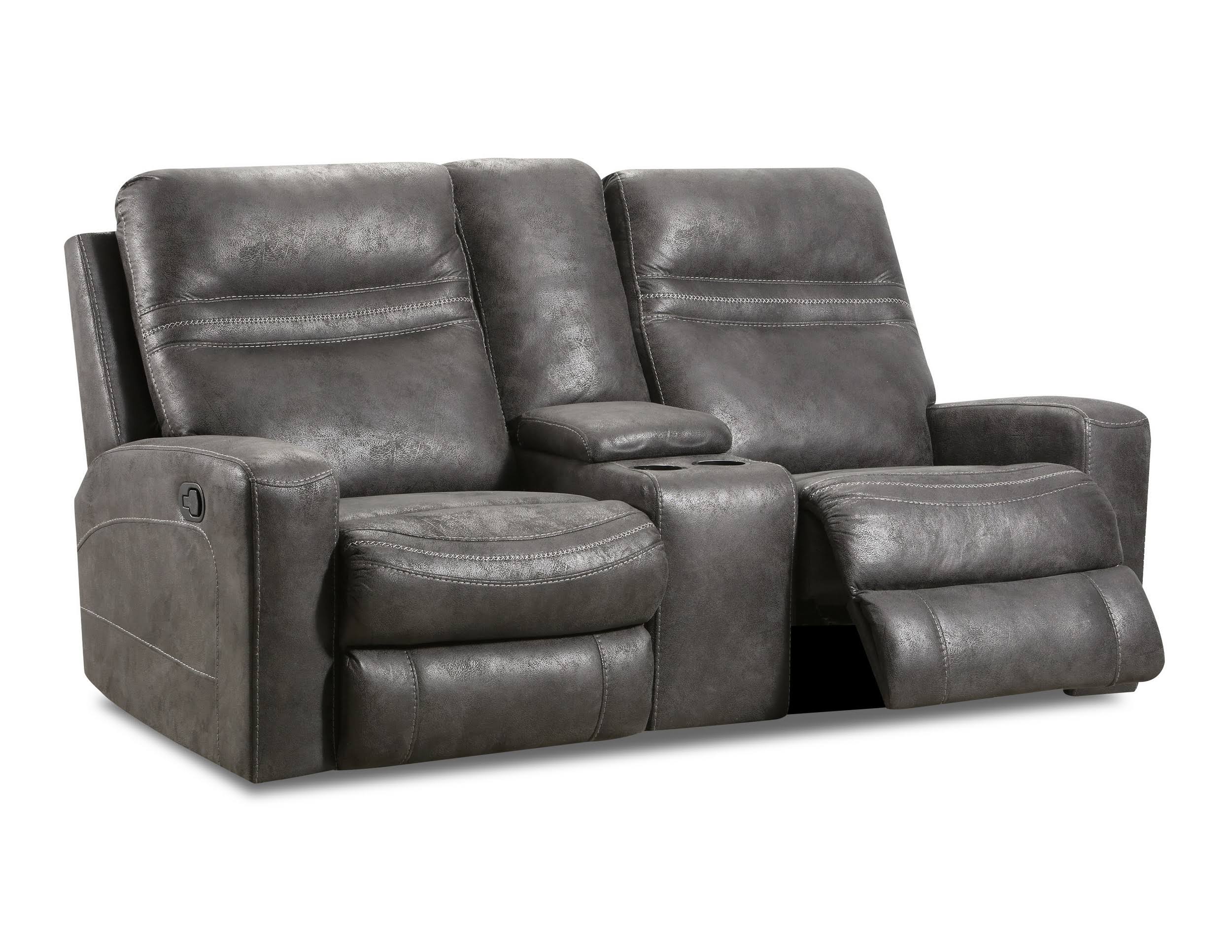 Charcoal Reclining Console Loveseat with Polyester Material E24314