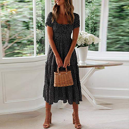 Womens Flowy Short Sleeve Empire Waist Smocked Dress L7286