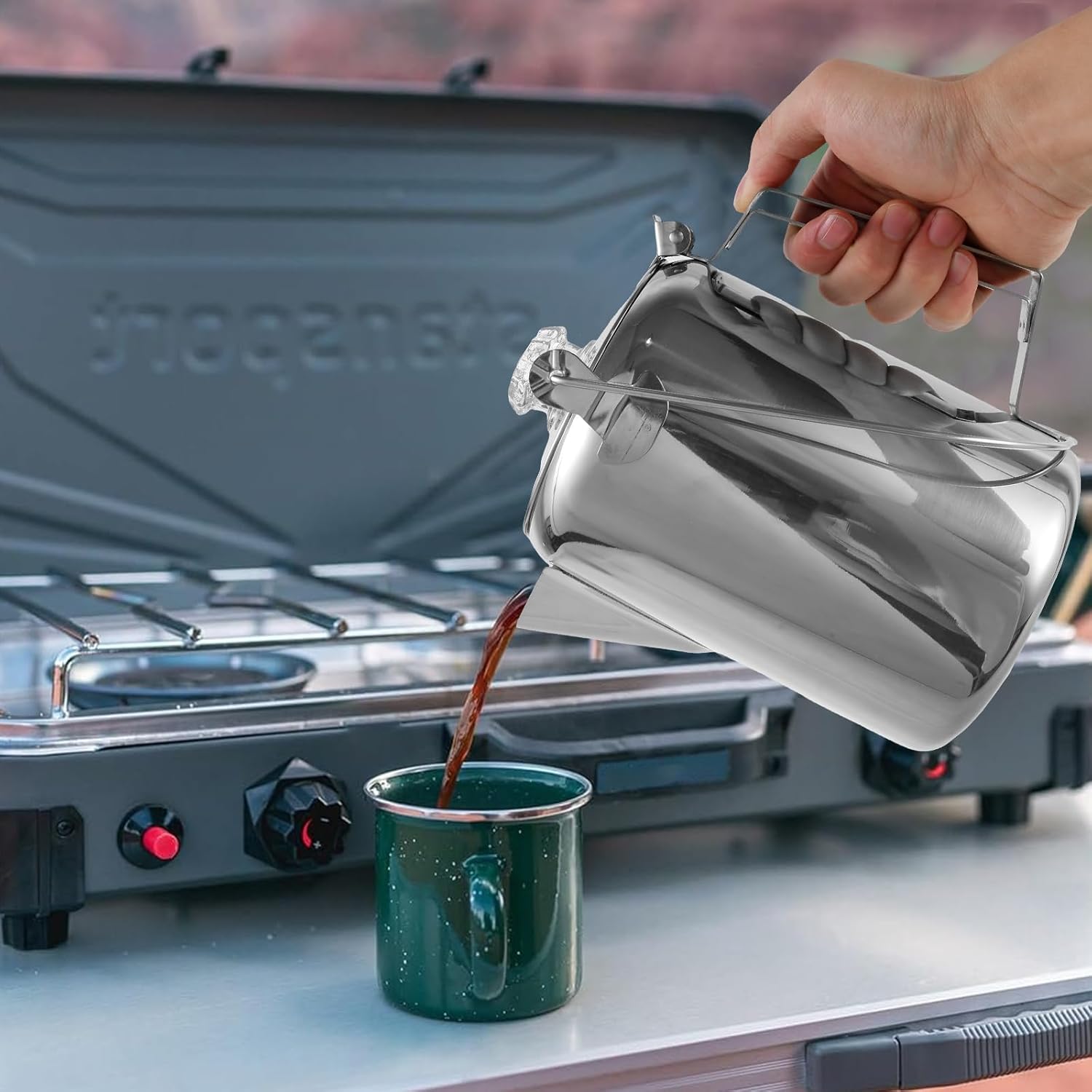 9 Cup Stainless Steel Camping Coffee Pot M2637