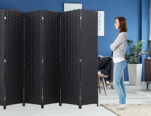 6 Panel Wood Mesh Woven Room Divider C24696