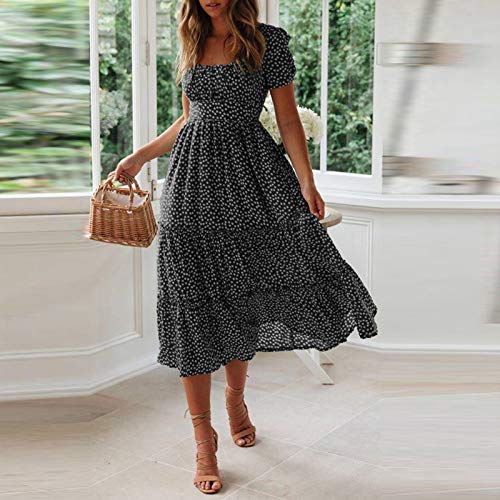 Womens Flowy Short Sleeve Empire Waist Smocked Dress L7286