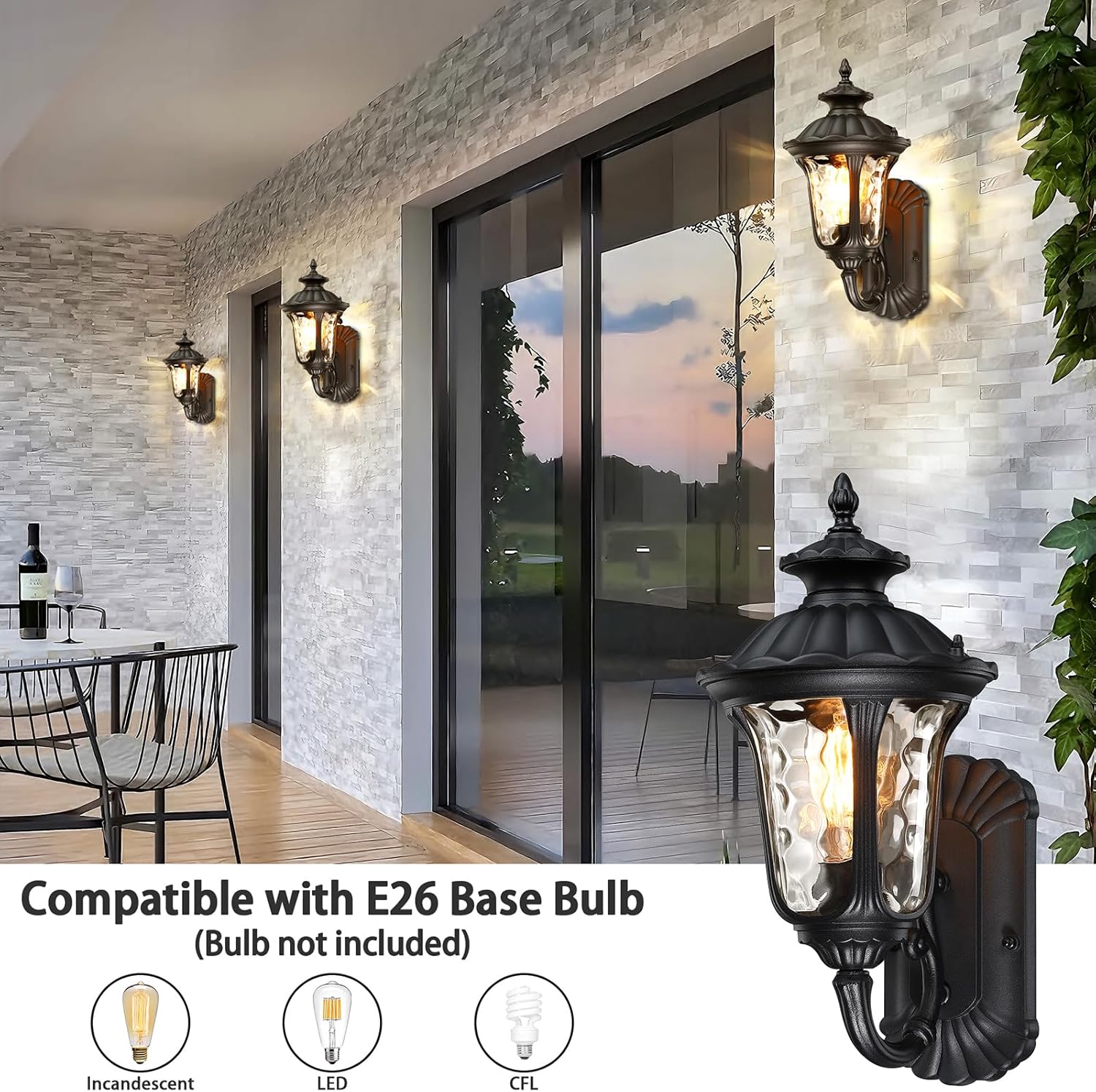 Black 15.6'' Waterproof Outdoor Wall Light Fixture E72862