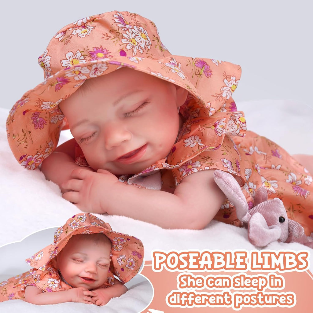 20-Inch Soft Full Vinyl Realistic Newborn Sleeping Baby Girl Doll with Toy Accessories Gift Set G32384