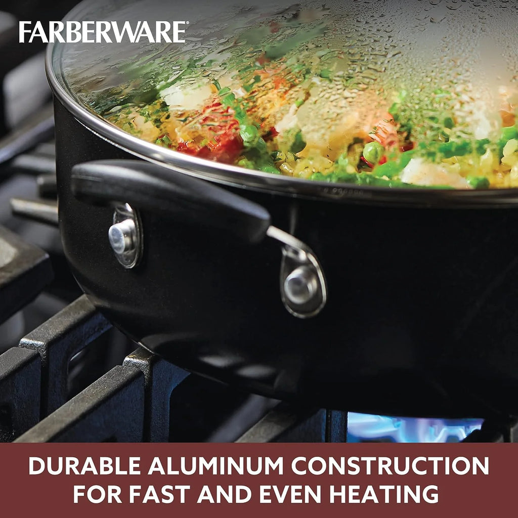 Black 6 Quart Nonstick Saute Pan with Lid R59450