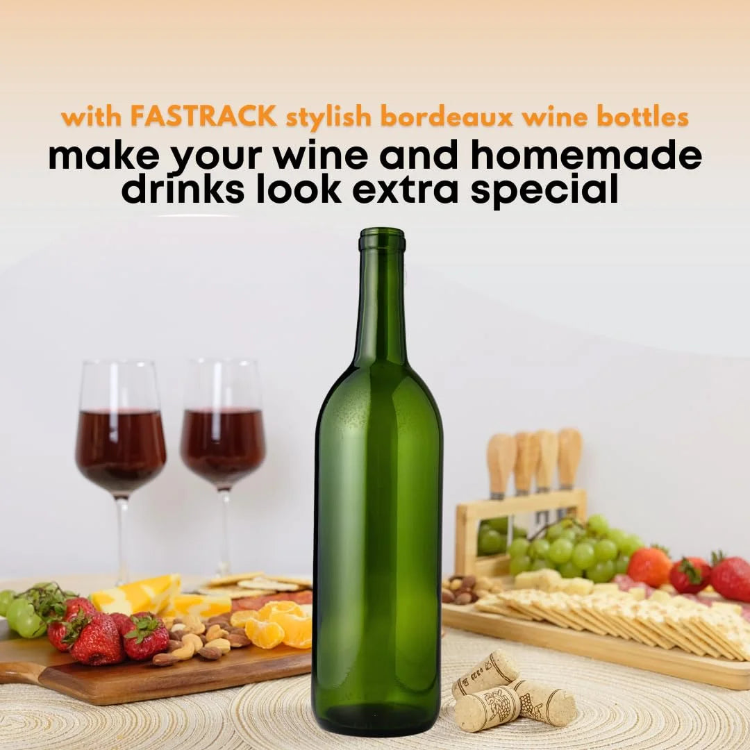 750 Ml Green Wine Bottles (Pack Of 12) V825
