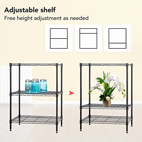 Black 4 Tier Steel Wire Shelving Unit H913