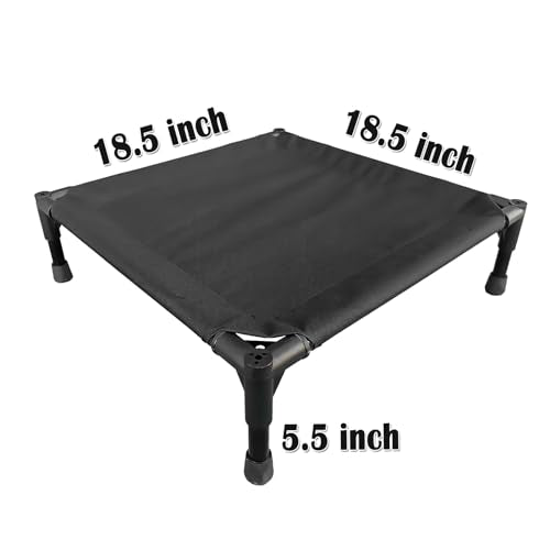 Elevated Dog Bed with Metal Frame, Cooling Raised Pet Cot (Small-18.5x18.5x5.5 inch, Black) Q499763