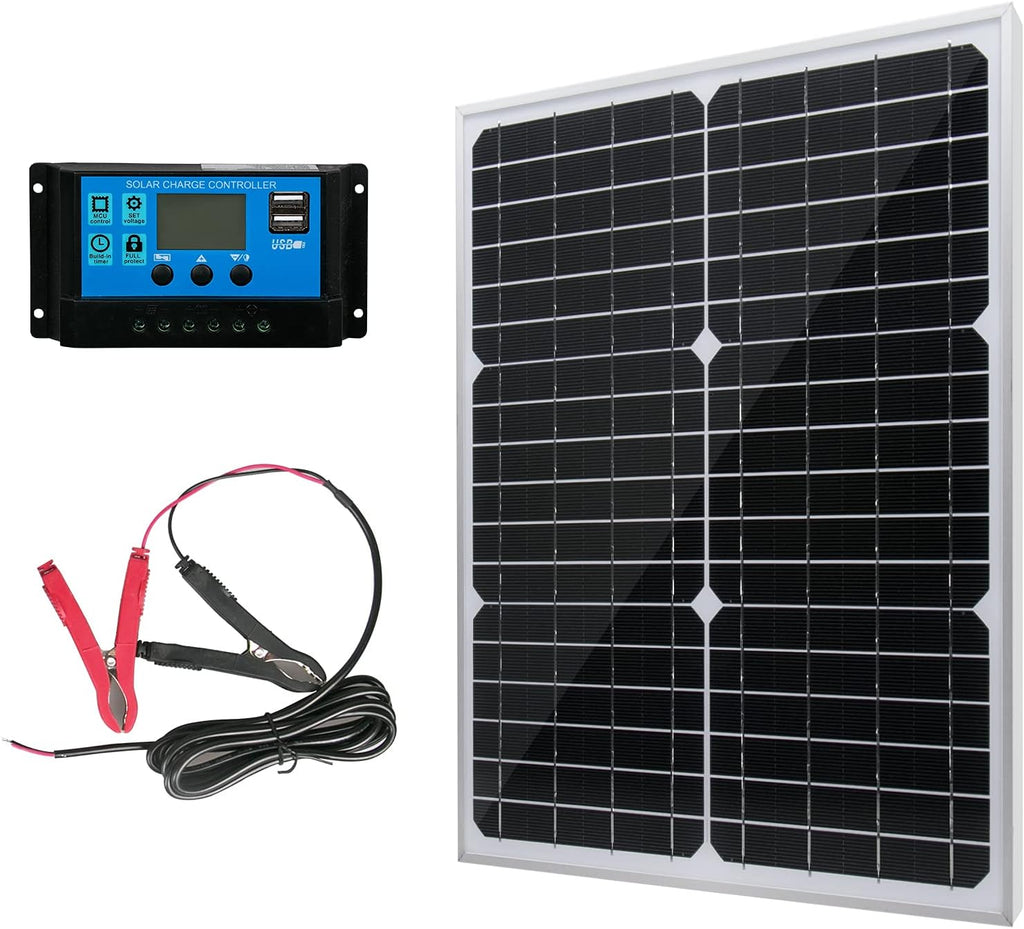 30 Watt 12 Volt Monocrystalline Solar Panel with 10A Charge Controller A237969