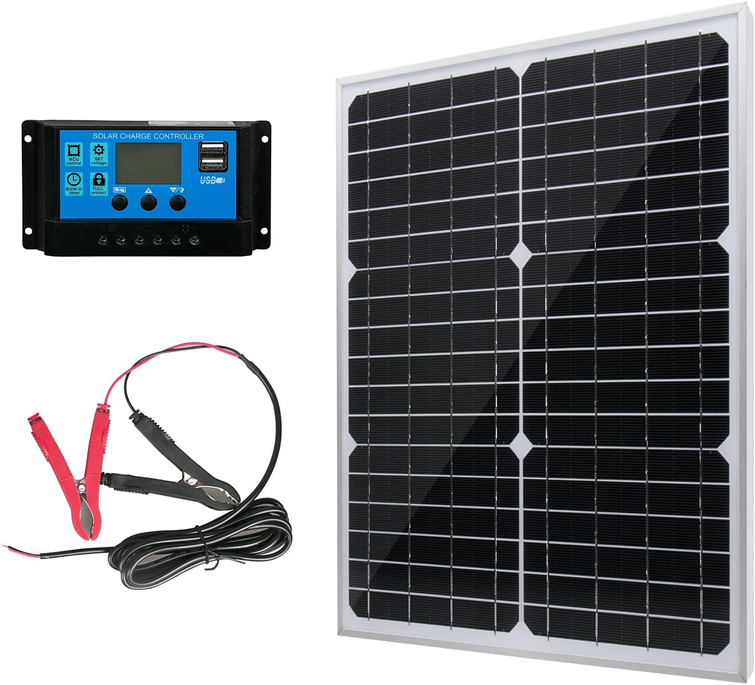 30 Watt 12 Volt Monocrystalline Solar Panel with 10A Charge Controller A237969