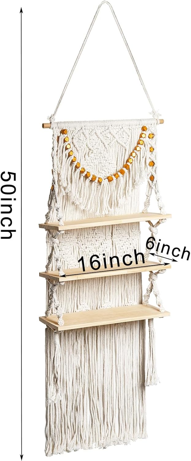 3 Tier Macrame Wall Hanging Shelf C145