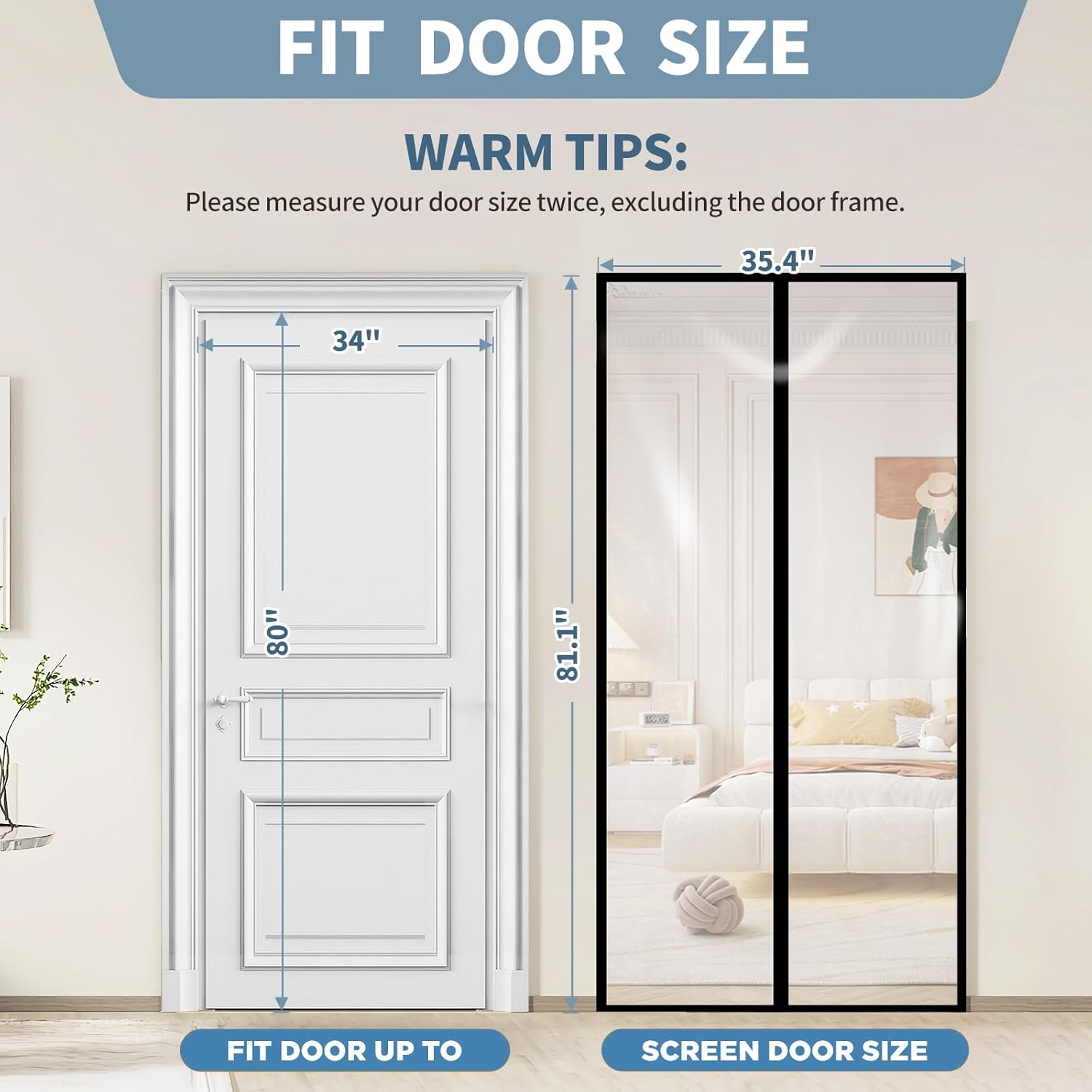 Magnetic Thermal Insulated Door Curtain, Fits Doors Up to 34" x 80" V302