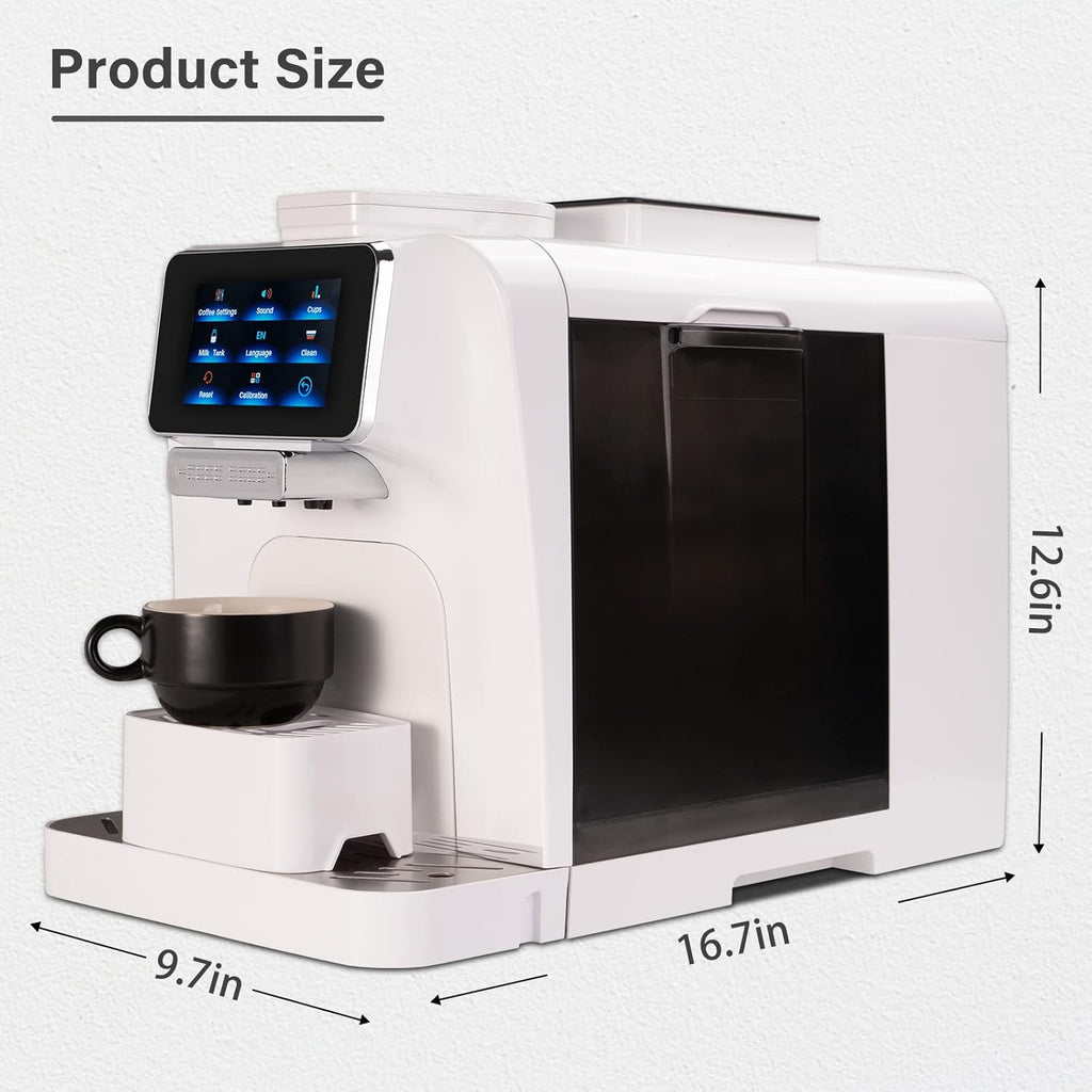 Super Automatic Espresso Coffee Machine with Milk Jug, Built-in Small Refrigerator, Controlled by WIFI Connection (White) C837