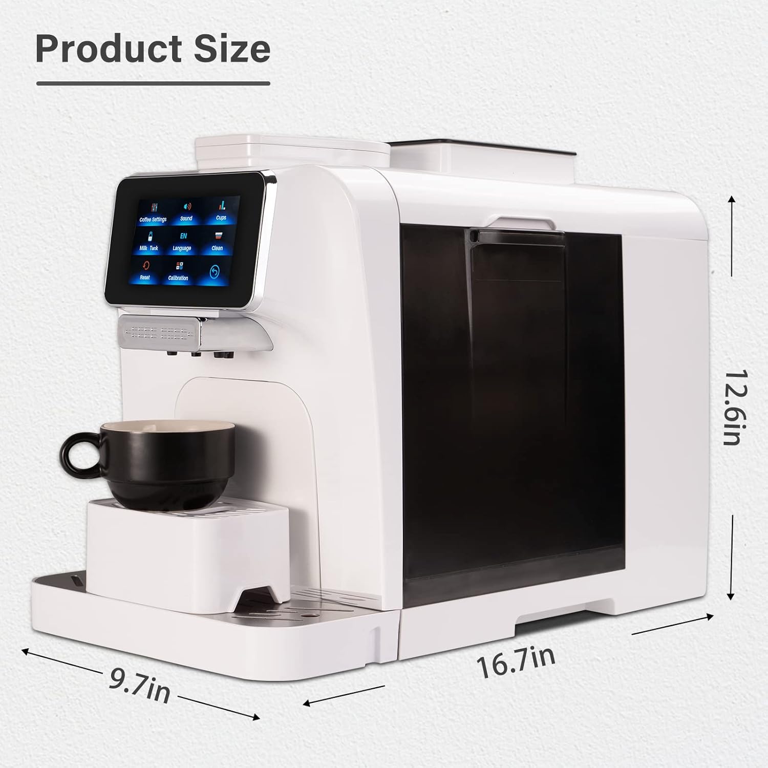 Super Automatic Espresso Coffee Machine with Milk Jug, Built-in Small Refrigerator, Controlled by WIFI Connection (White) C837