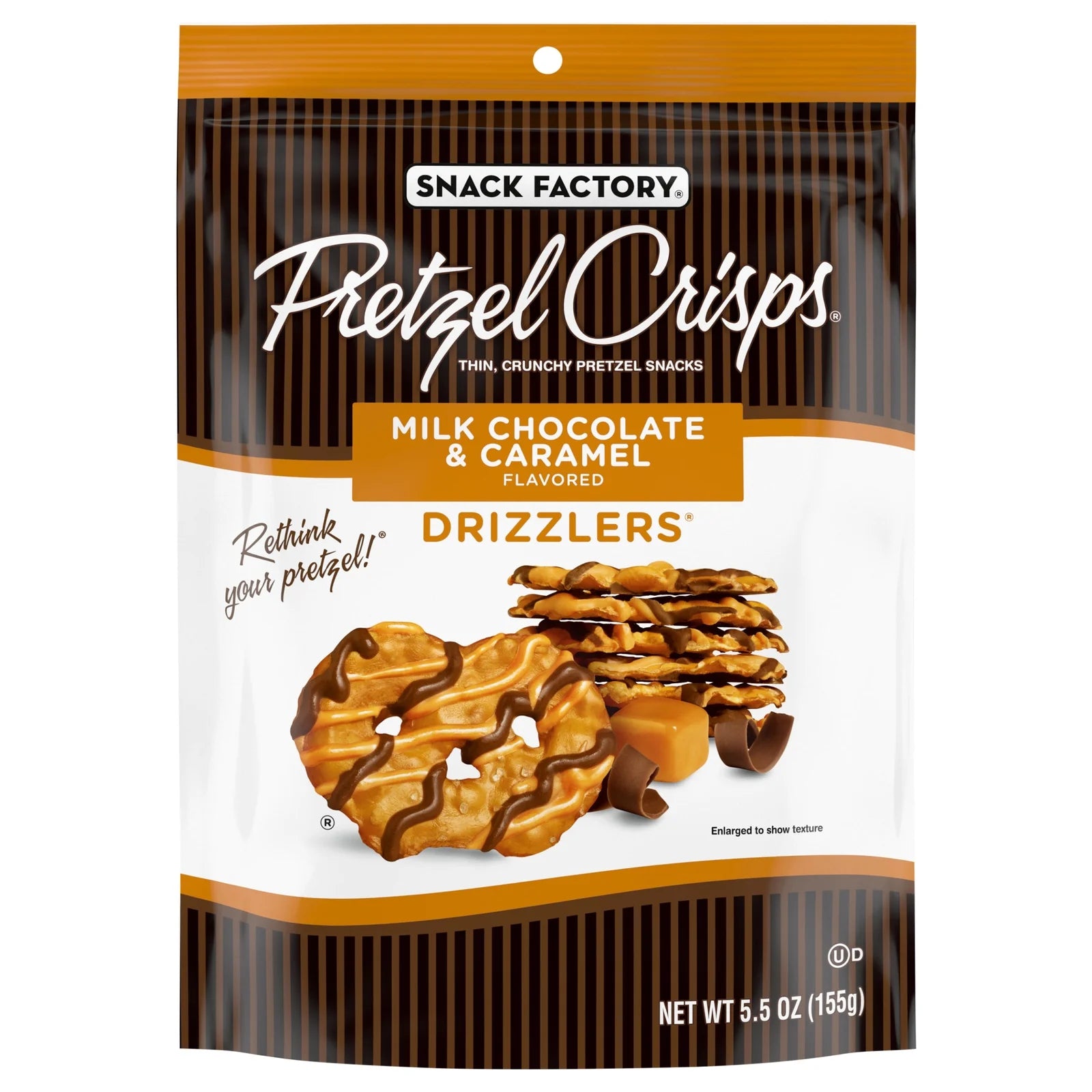 Milk Chocolate Carml Pretzel Crisps, Case of 12-5.5 OZ Y991757