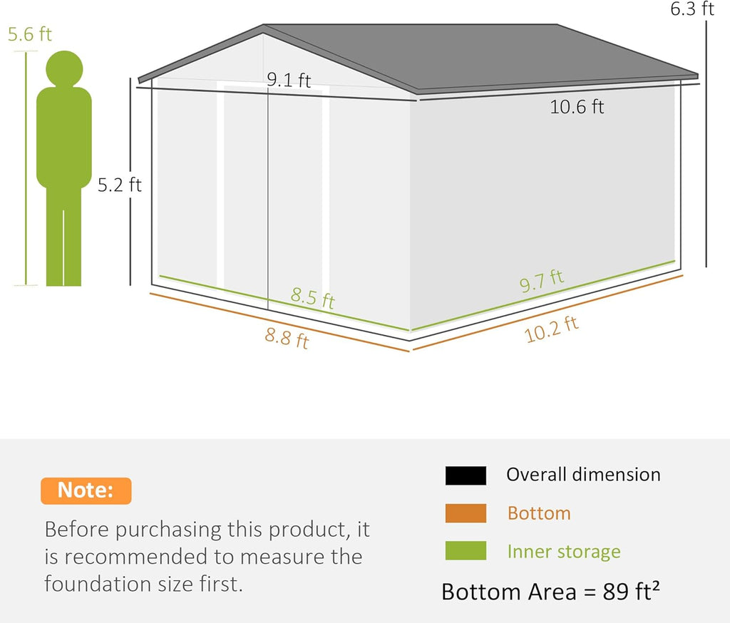 Gray Outdoor Storage Shed with Foundation Kit O33833