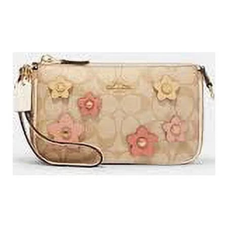 Light Khaki Signature Canvas Floral Applique Bag V170890