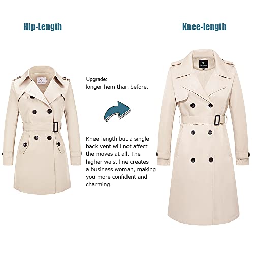 Women's Long Double Breasted Water Resistant Trench Coat with Belt S499515