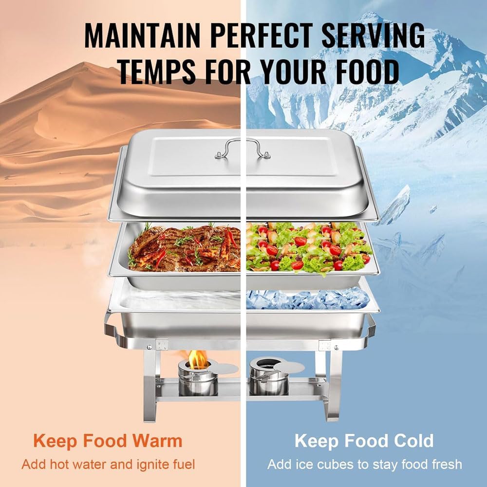 8 Quart Stainless Steel Chafing Dish Set with Food Pans W801485