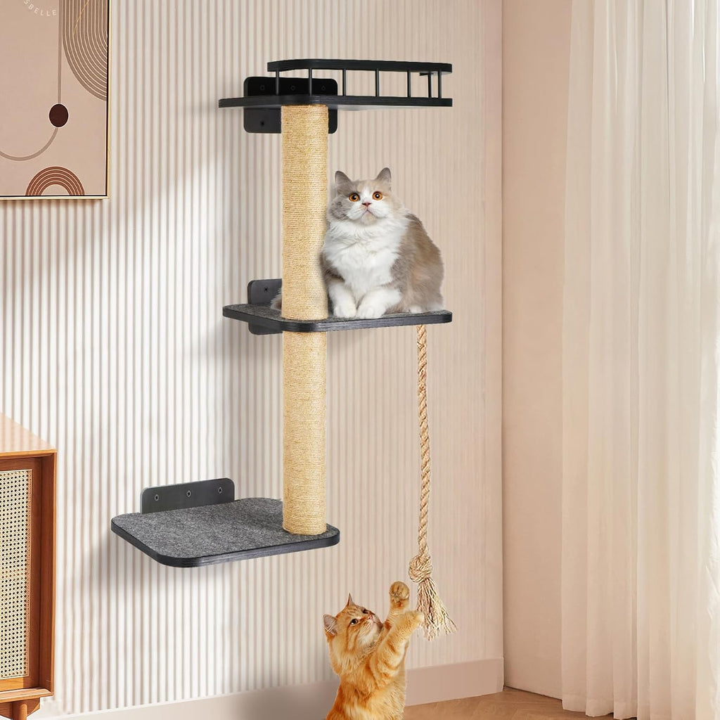 3-Tier Cat Wall Shelves with Scratching Post W627