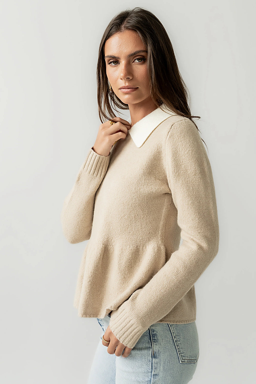 Taupe Peplum Sweater O77962